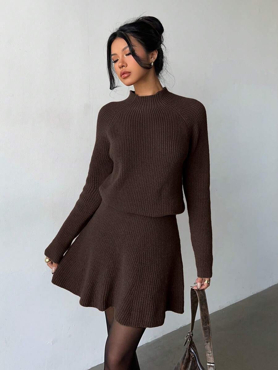 Dames set met gestructureerde top en gebreide short casual_voghion.com