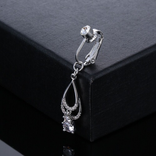 New hole-free large zirconium drop navel stud fake belly ring TK fire no piercing sexy navel dance style