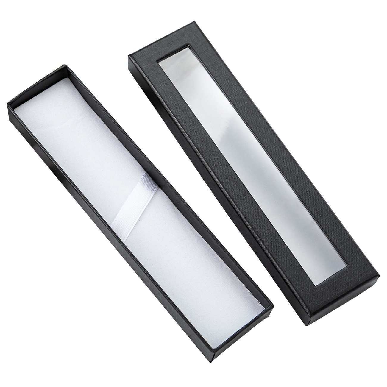 En stock al por mayor tapa pluma caja Ventana de alta gama caja de regalo de papelería de publicidad caja de la pluma de impresión LOGO