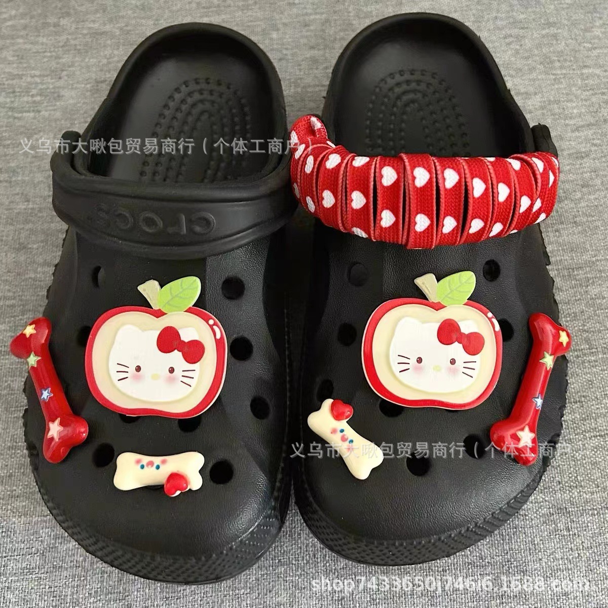 Hawaii Mèo Đen Croc Giày Khóa Giày Phụ Kiện DIY Hello Kitty Mèo Nâu Giày Hoa Sang Trọng Ngày Lễ Khóa Trang Trí