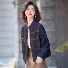 女装牛仔外套2025秋季新款小个子女生休闲宽松立领牛仔衣夹克短款