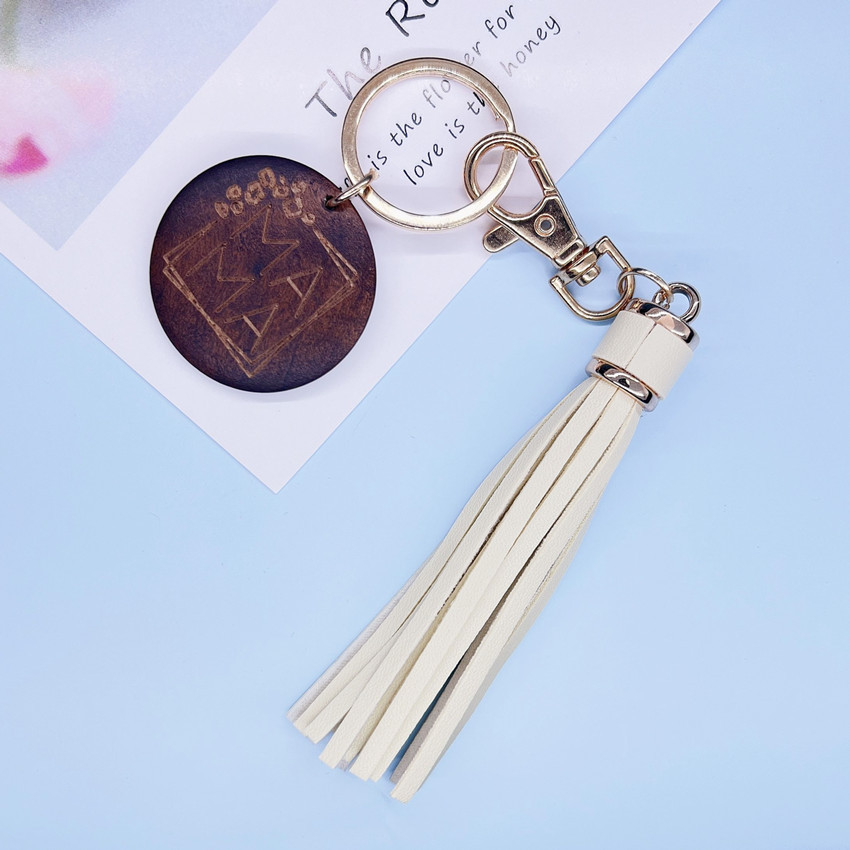 15g Weight Keychain Classification 1 Piece Quantity Daily Occasion PU, Wood Material Mother'S Day Festival MAMA, Letter Pattern Women's Gender Tassel Design Romantic Style Romantic MAMA Letter PU Wood Tassel Mother'S Day Women's Keychain 11