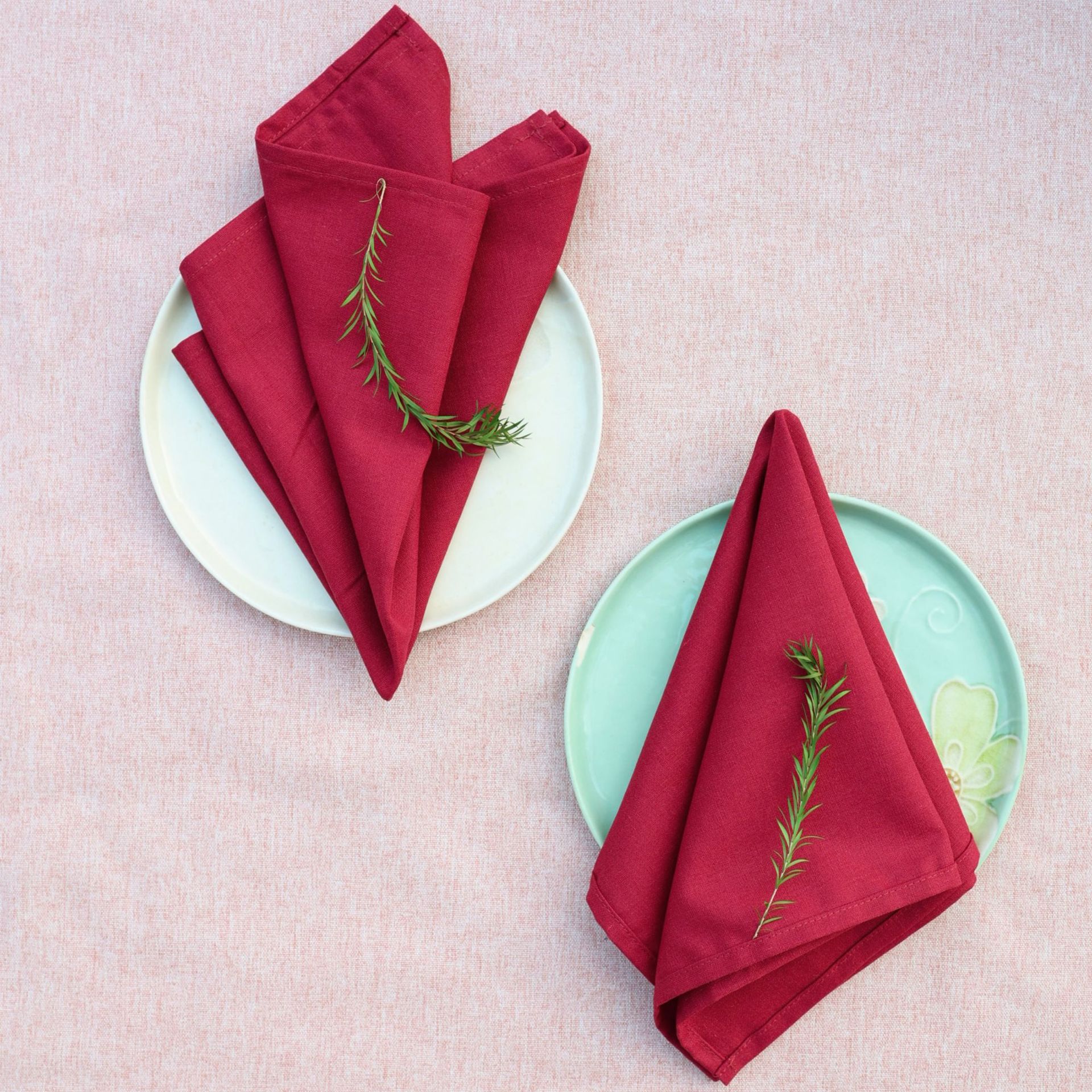 Servillas de lino algodón de Navidad comida occidental hotel de boda mesa de flores plegables tazas toallas de té sólidas almohadilla