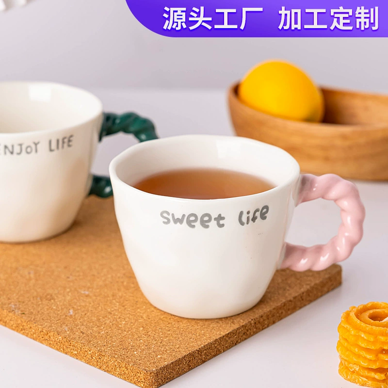 Кофейная милая керамическая чашка с ручкой для дома со стеклом, изготовление под заказ