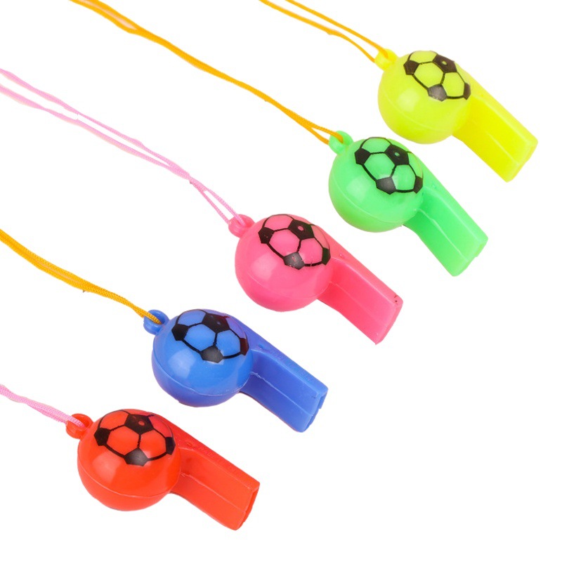 Copa del Mundo silbato de fútbol plástico Smiley silbato árbitro silbato regalo de los Niños Accesorios de alegría juguetes puesto