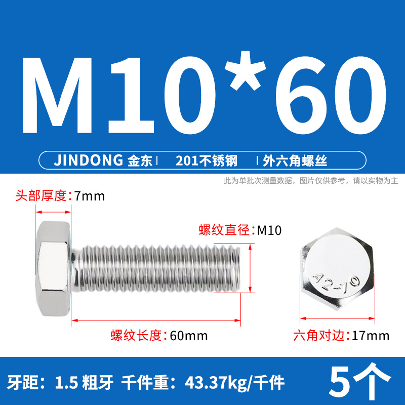 Болт шестигранный JD Stainless Steel M4*8