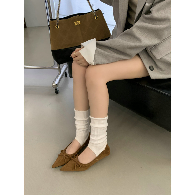 New Bow Suede Shoes for Women 2025 New Shoes Pointed Toe Small Low Heels with Skirt Slip-On Women's Shoes