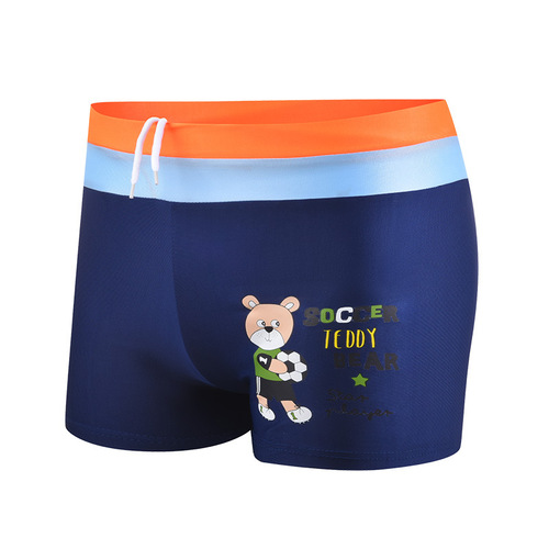 Children's flat-angle quick-drying swim trunks for boys, professional cartoon cute medium and large children's bear swim trunks