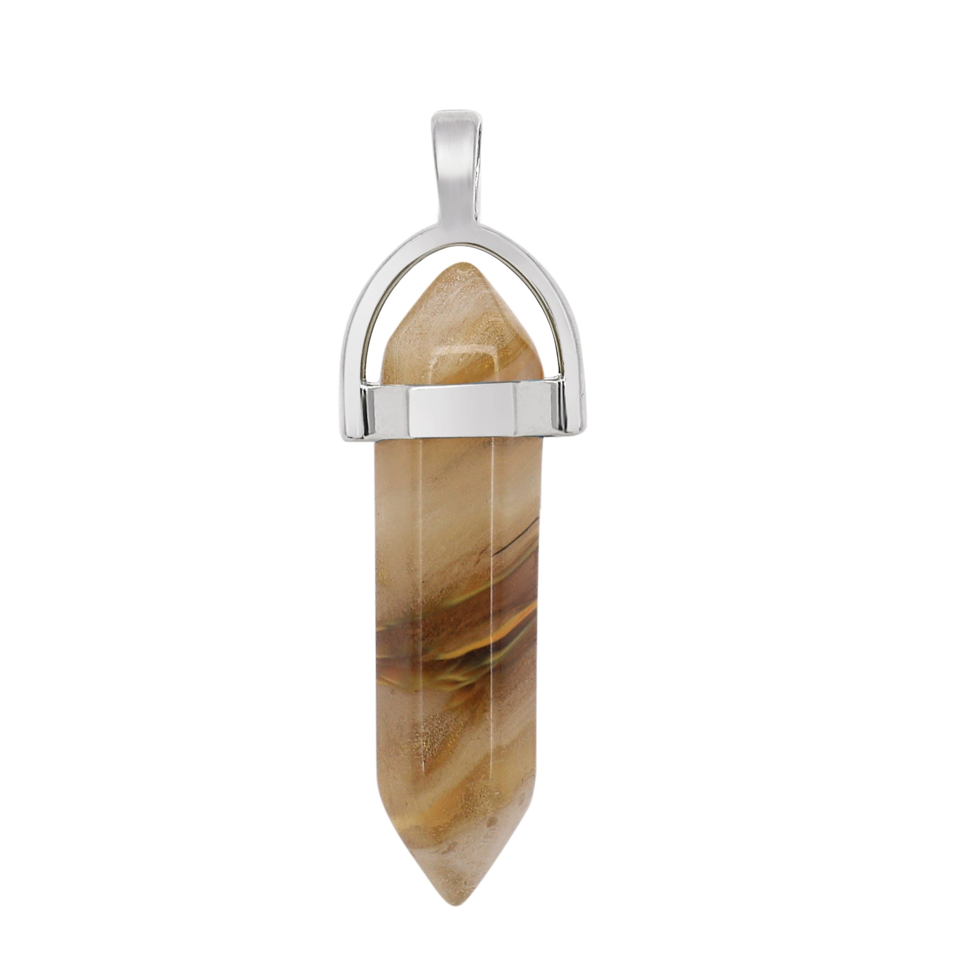 Quartz, organic accessory, hexagonal pendant, bullet, crystal necklace, sweater, European style