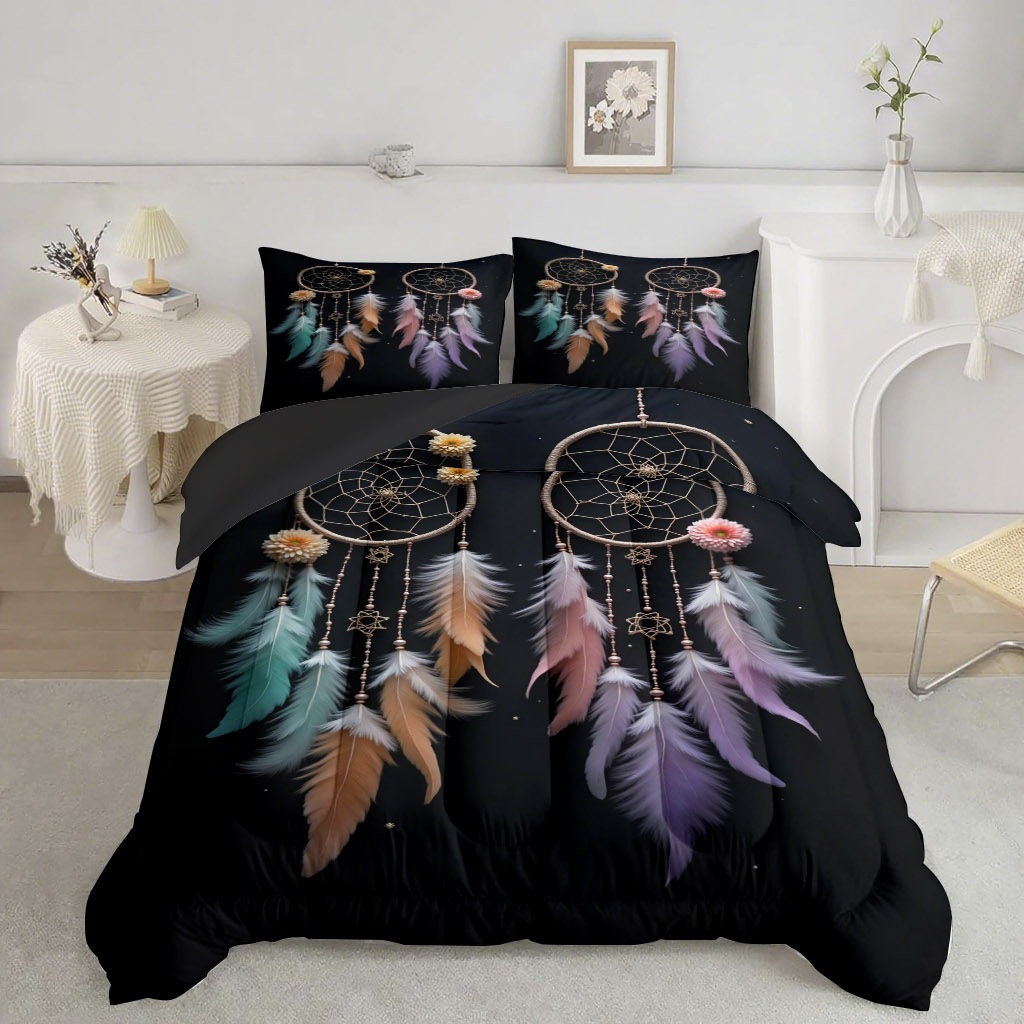 TEMU / JIT transfronterizo dreamcatcher 3D impresión digital 180gms edredón conjunto de ropa de cama