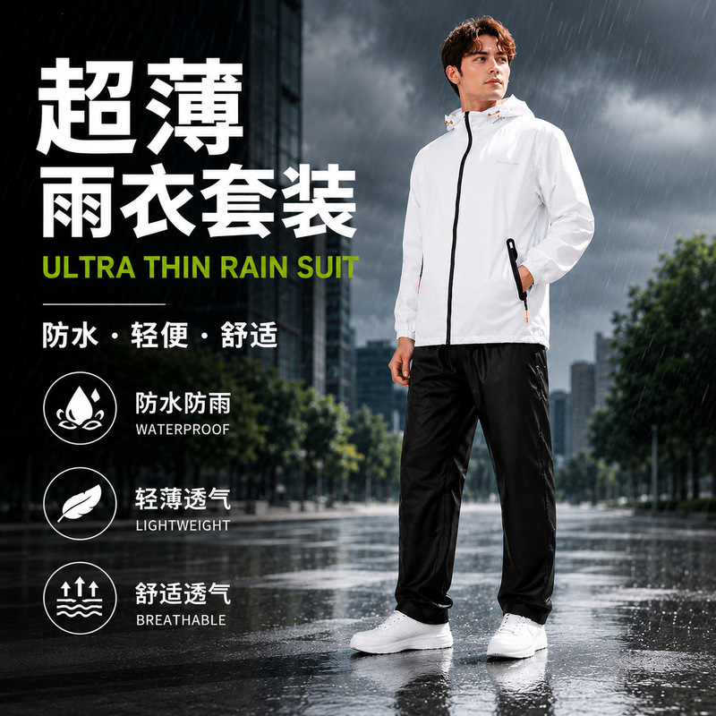 Popular in-stock wholesale raincoats and rain pants for men and women, lightweight and stylish, two-piece set for electric scooters, summer lightweight and breathable rainwear Popular in-stock wholesale raincoats and rain pants for men and women, lightweight and stylish, two-piece set for electric scooters, summer lightweight and breathable rainwear