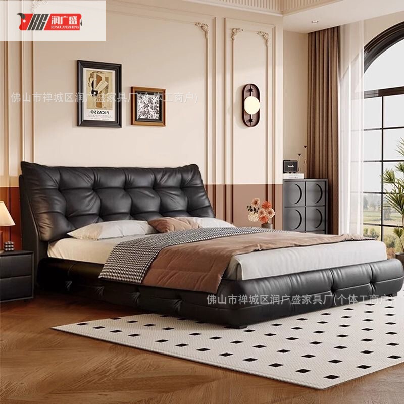 Run Guang Sheng Bed Modern Minimalist Light Luxury 2026 New Model Wedding Bed Master Bedroom Double Bed with Storage Italian Style Leather Bed for Bedroom Run Guang Sheng Bed Modern Minimalist Light Luxury 2026 New Model Wedding Bed Master Bedroom Double Bed with Storage Italian Style Leather Bed for Bedroom