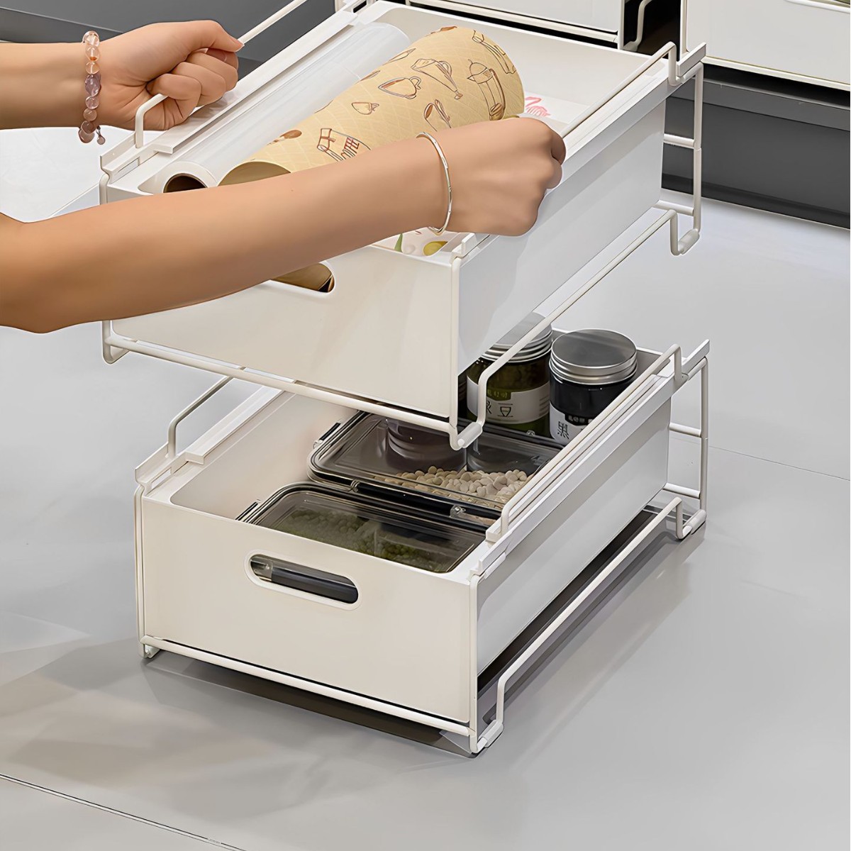 Kitchen Condiment Storage Rack 2025 New Pull-Out Multi-Functional Condiment Storage Rack Tableware and Pots Bracket