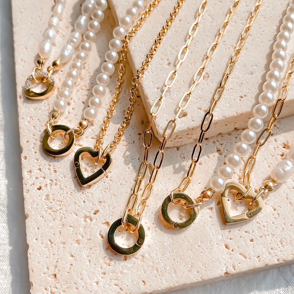 Pearl, Plating Design 1 Piece Stainless Steel DIY Ornament Accessories Pendant Casual Round Heart Shape