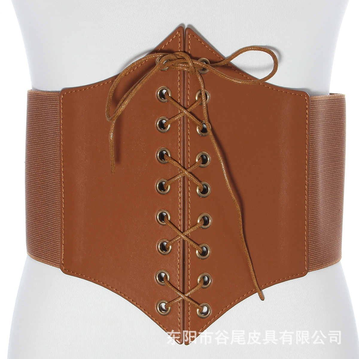 Selling models in Europe and America 12cm Super wide brown lady Elastic force Elastic Girdle Frenum decorate Snaps PU Leather Belt