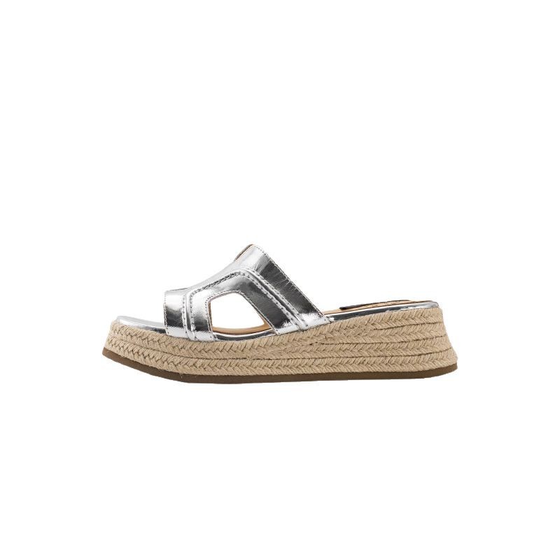 "Miao Lu" Zhao Lusi mismo párrafo ~ Sandalias y pantuflas de una palabra para mujer, zapatos de plataforma de paja para verano, sandalias de tacón alto de suela gruesa