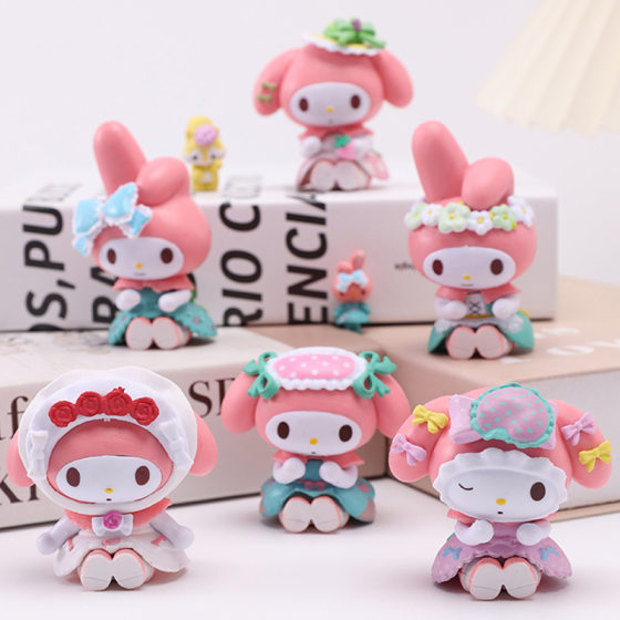 Kouromi Melody Second Generation Tea Party KT Cat Birthday Cake Decoration Trendy Play Hand-held Desktop Ornaments