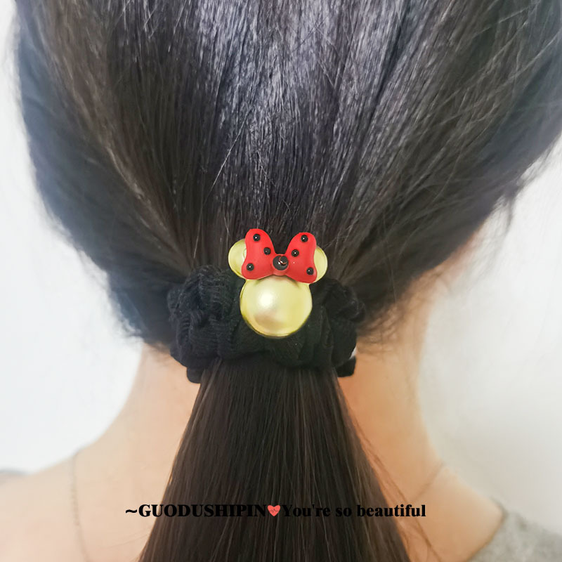 日韓風米奇發圈森女系波點蝴蝶結髮繩小腸圈卡通動漫手繩頭飾髮飾