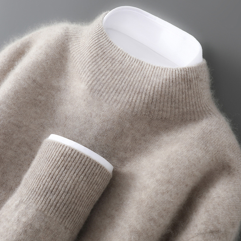 First-Line Ready-To-Wear 100% Pure Wool Autumn and Winter New Men's Half Turtleneck Loose Pure Color Casual Sweater Knitted Bottoming Shirt First-Line Ready-To-Wear 100% Pure Wool Autumn and Winter New Men's Half Turtleneck Loose Pure Color Casual Sweater Knitted Bottoming Shirt