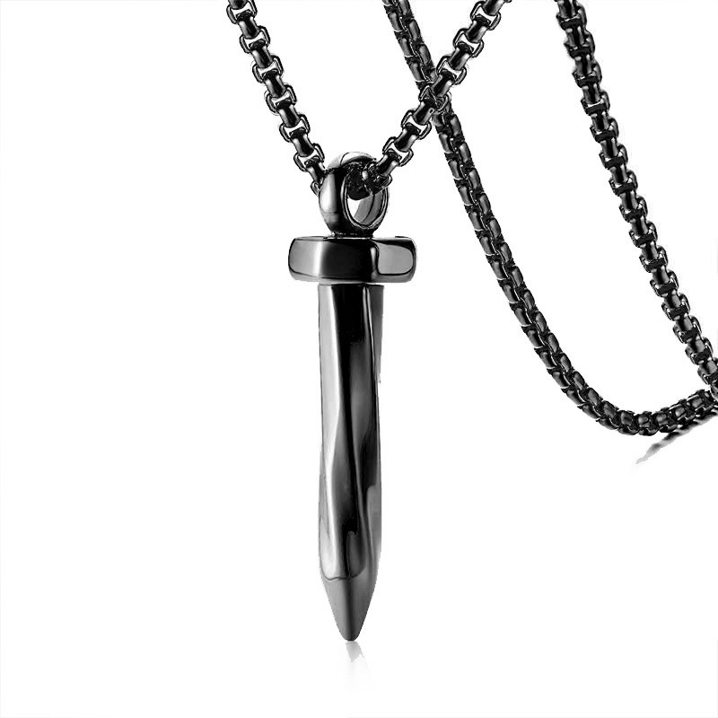 Neue Halskette in Nagelform aus Edelstahl, koreanische Version, modisch, trendig, vielseitig für Männer und Frauen, schlicht_voghion.com