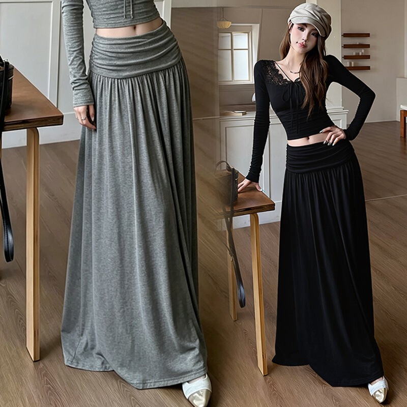 Maternity skirt for spring and autumn, new style, pleated, high-waisted, belly-supporting, A-line, long skirt with a flowing drape, slimming without being tight, floor-length skirt Maternity skirt for spring and autumn, new style, pleated, high-waisted, belly-supporting, A-line, long skirt with a flowing drape, slimming without being tight, floor-length skirt