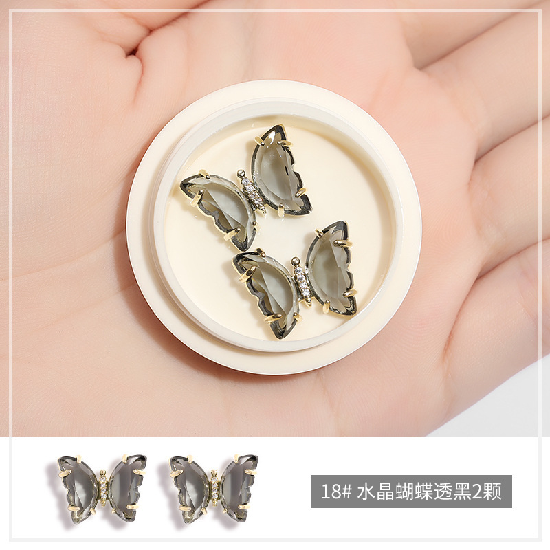 Online popular hielo transparente Aurora mariposa joyería cristal blanco piedra tridimensional uñas diamante Super Flash rhinestone uñas joyería