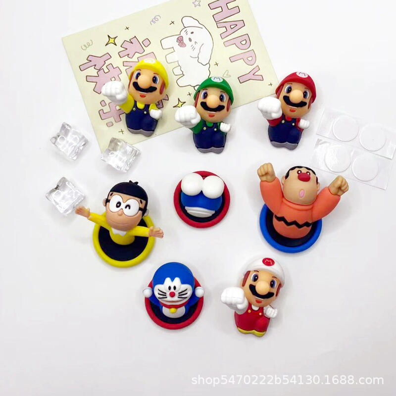 New Mario Refrigerator Magnets 3D Stereo Car and Electric Vehicle Body Decorations Bathroom Hooks and Ornaments Wholesale