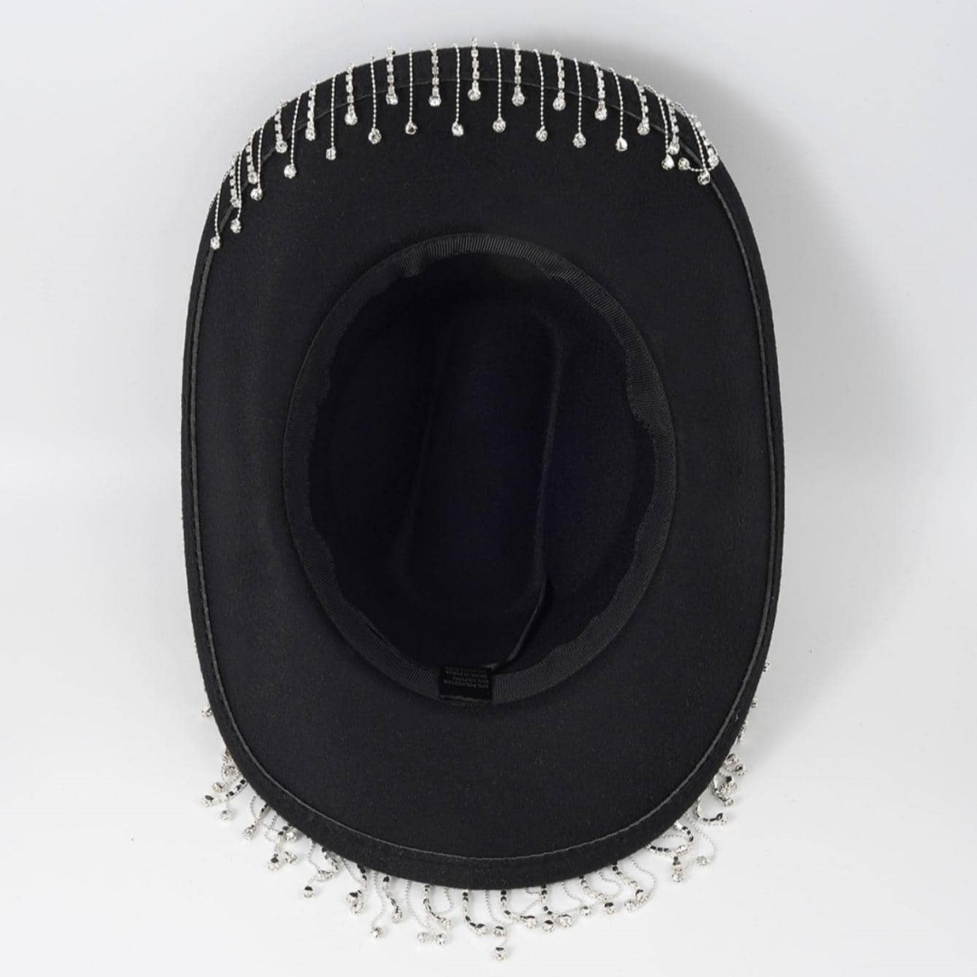 Western cowboy hoed voor dames en heren met ketting en strass_voghion.com