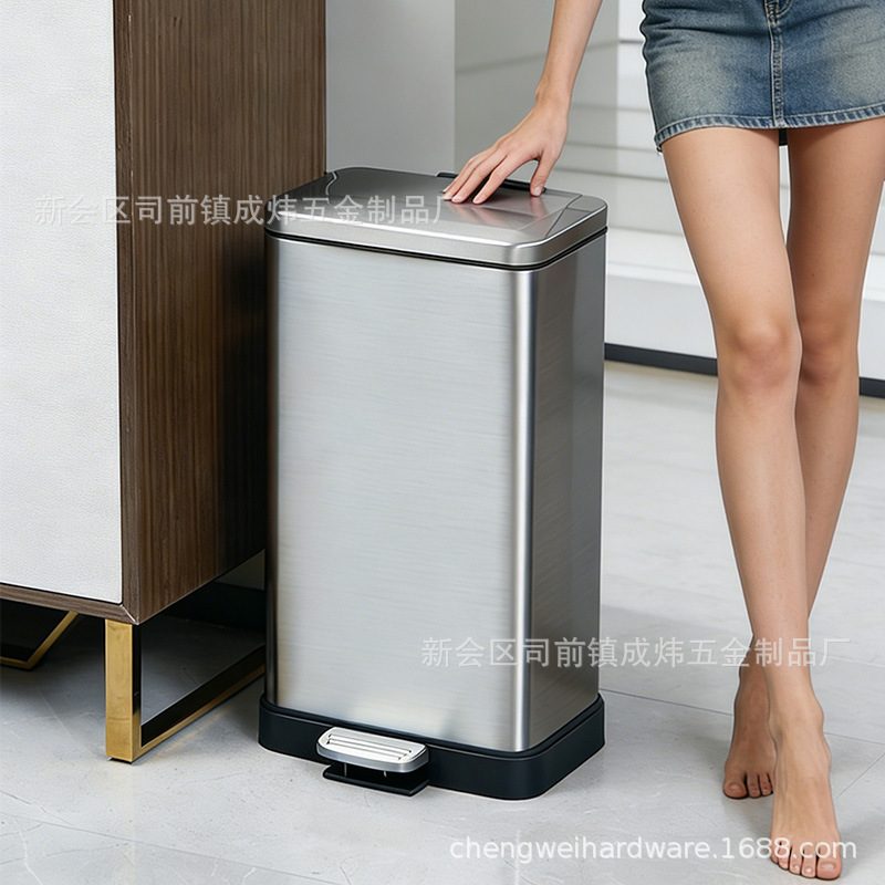 Stainless steel trash can household bathroom square trash can Hotel kitchen pedal trash can Wholesale Stainless steel trash can household bathroom square trash can Hotel kitchen pedal trash can Wholesale