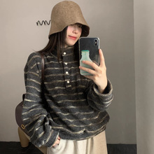 韩国跟单！广州十三行品质2025秋冬立领宽松保暖长袖套头卫衣女