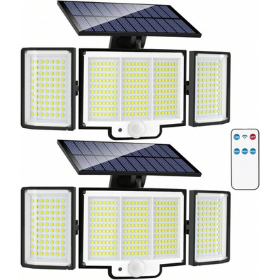 海外仓一件代发2025新款外贸 Solar Lamps 流明三头太阳能感应灯|ru