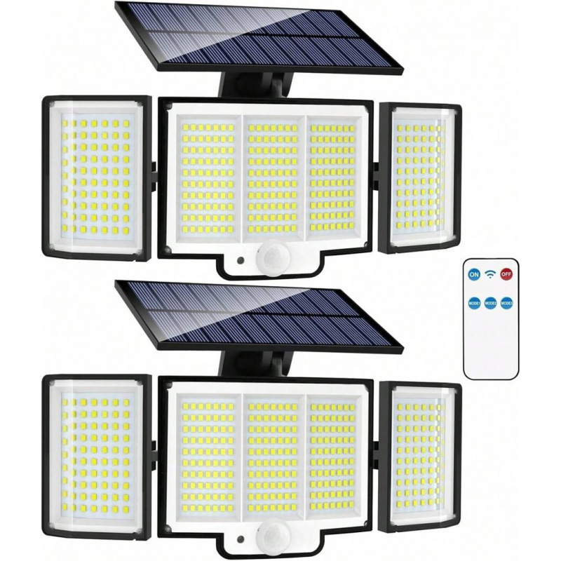 海外仓一件代发2025新款外贸 Solar Lamps 流明三头太阳能感应灯|ru