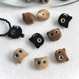 亚克力植绒猫咪猫头鹰珠子diy手工串珠材料手机链项链饰品配件