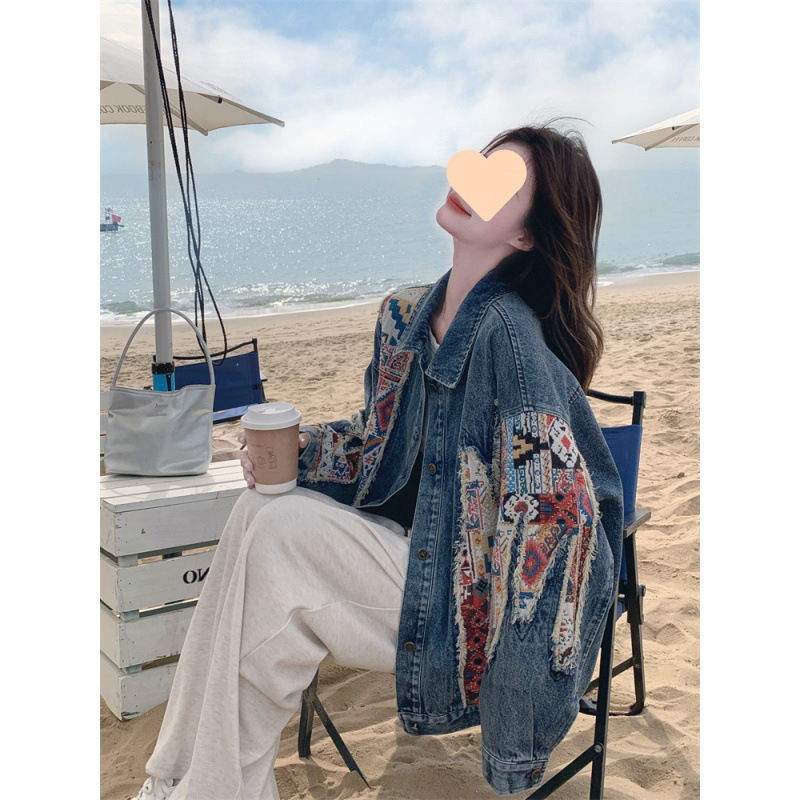 碎花刺绣牛仔外套女春秋2025新款甜酷炸街美式小众夹克上衣流行|undefined