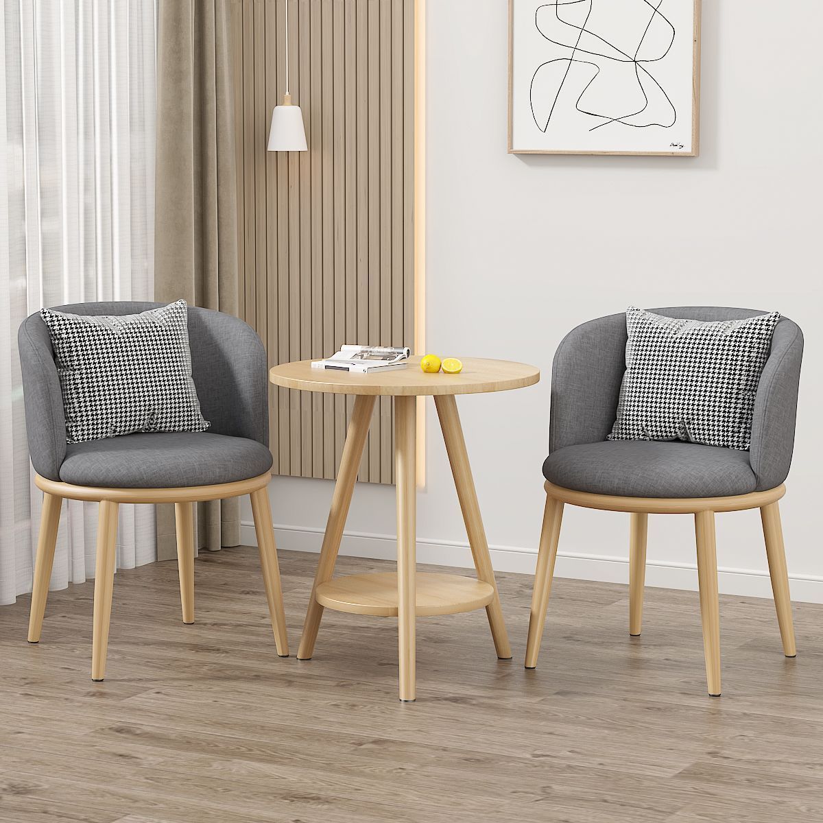 Balcón mesa y silla de ocio sala de estar combinación de mesa y silla de té de lujo ligero B & B Hotel Negociación Juego de tres piezas de mesa y silla de celebridades de Internet