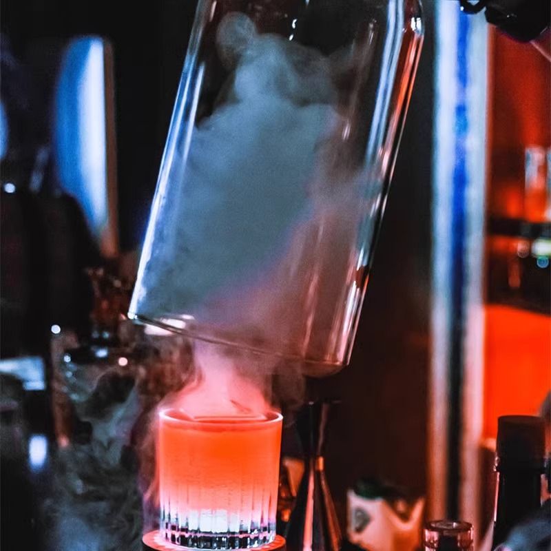 Cocina molecular cubierta de humo de acrílico pistola cubierta de vidrio base de bambú ahumado cóctel cubierta molecular