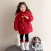 Red cotton coat and scarf