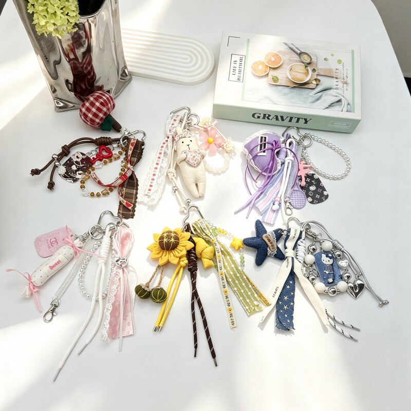 Korean and Japanese Style Ins-Style Bag Charms DIY Dopamine Keychain Ins-Style Phone Chain Creative Niche Accessories