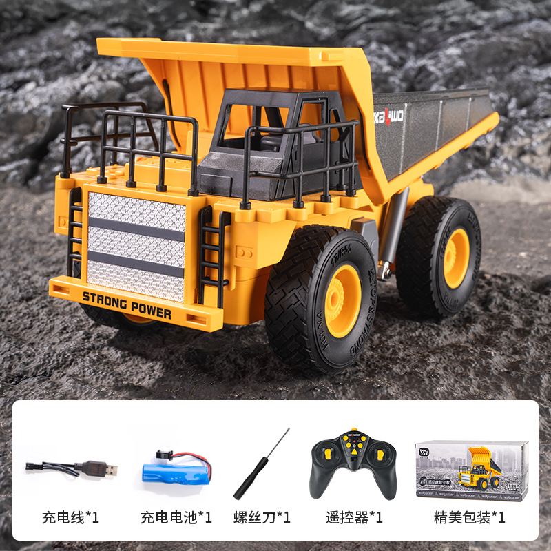 Vehículo de ingeniería de aleación de control remoto Huina excavadora camión de volcado bulldozer camión mezclador de cemento coche de juguetes eléctricos para niños