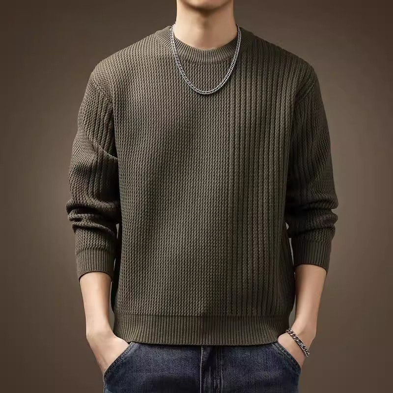 American High-End Twisted Pattern Splicing Knitwear for Men 2025 Autumn and Winter New Fashion Brand Loose Large Size Warm Knitwear for Men