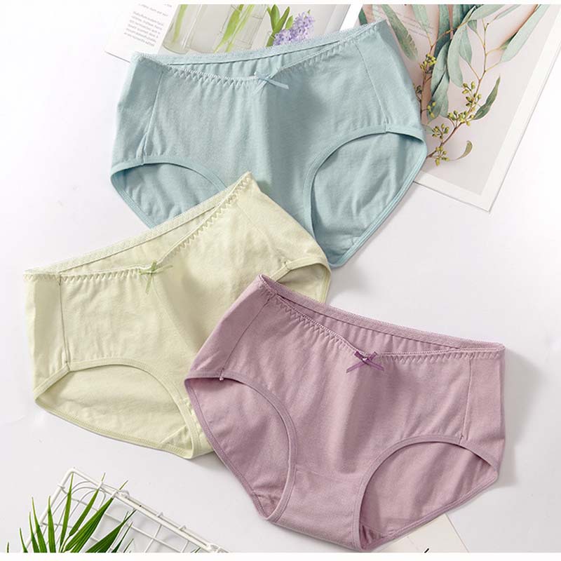 Bragas de mujer con bonito lazo, calzoncillos de mujer de algodón transpirables de cintura media.