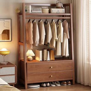 Solid Wood Coat Rack Floor Bedroom Household Hangers Living Room Entrance Entrance Rack Room Entrance Storage Rack