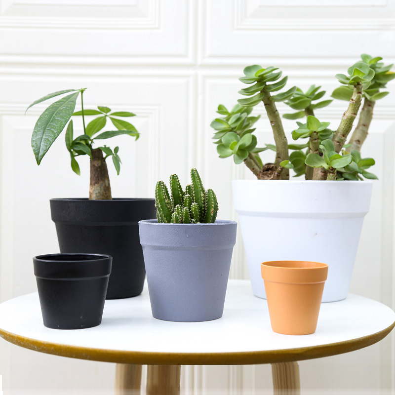 Round Plastic Flower Pot Pattern Logo Imitation Ceramic Pot Printing Advertising Succulent Pot International Pot Manufacturer Wholesale Gardening