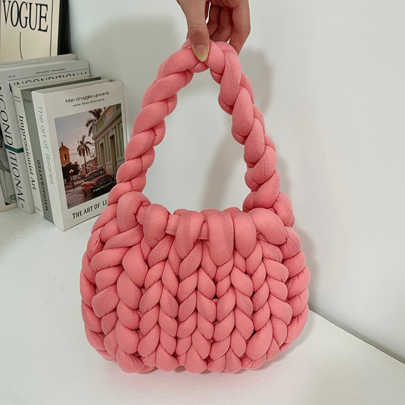 Amazon transfronterizo ultra grueso islandés lana diy bolsos tejidos a mano bolsos de mano coreanos retro versátiles productos terminados