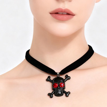 万圣节朋克暗黑骷髅头锁骨链街头风百搭项链女饰品跨境热销重工爆