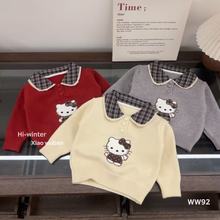 2025新款秋冬毛衣女童可爱翻领卡通针织套头毛衣 一件代发