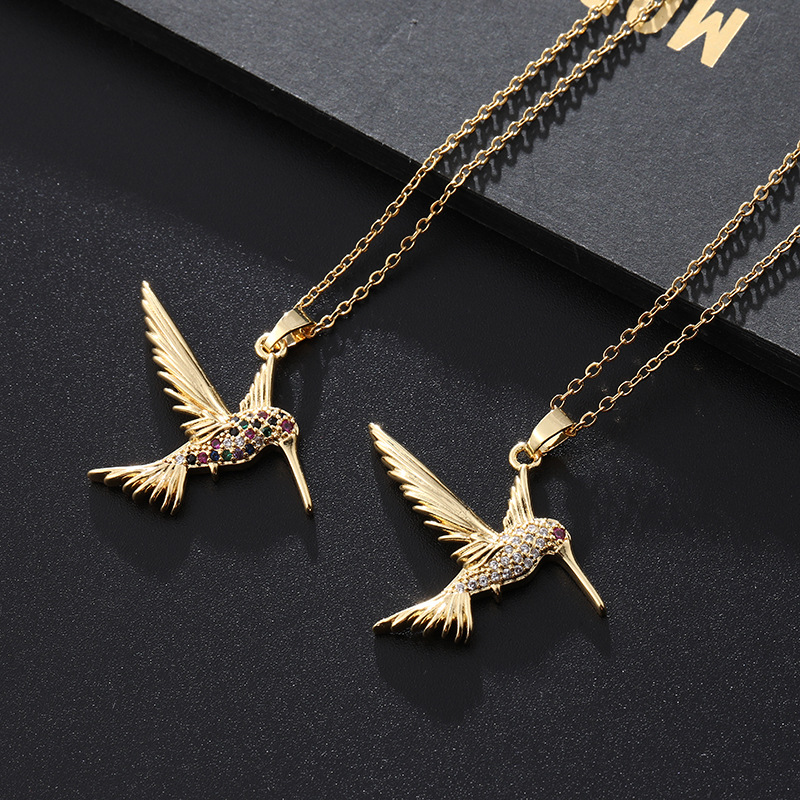 cable chain Chain Type 1 Piece Quantity Street Occasion Copper Material Simple Style Bird Copper Inlay Zircon Pendant Necklace