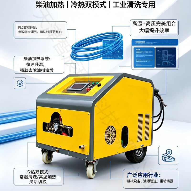 PLC intelligent control diesel heated hot and cold water high-pressure cleaning machine for heavy-duty grease cleaning of trucks PLC intelligent control diesel heated hot and cold water high-pressure cleaning machine for heavy-duty grease cleaning of trucks