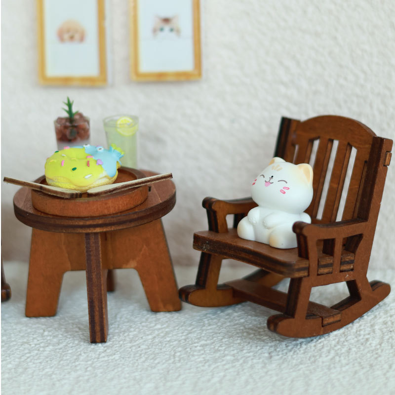 クリエイティブなミニロッキングチェアオーナメント、レトロでノスタルジックなロッキングチェアシーン撮影小道具、ミニチュアモデル、在庫あり、迅速発送|undefined