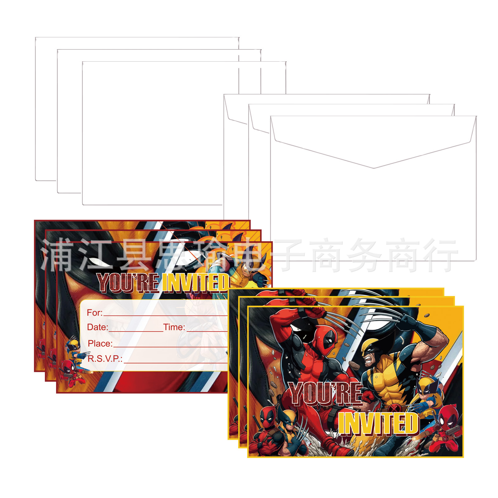 新款死侍与金刚狼主题生日派对装饰邀请卡请帖 请柬派对邀请函